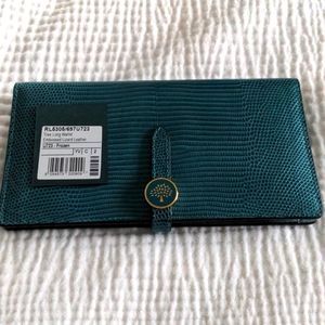 Teal leather embossed Mulberry wallet